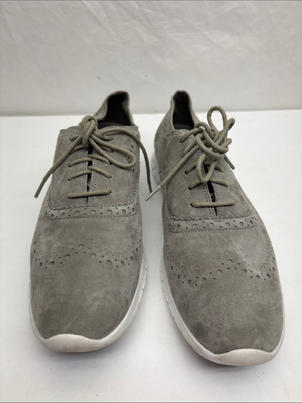 Cole Haan Grey Suede Wingtip Oxford Sneakers, SZ 9B wos, box 51